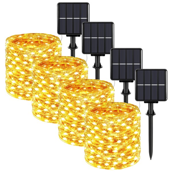 Extra-long 288FT 800LED Solar Fairy String Lights, 4-Pack 72FT 200