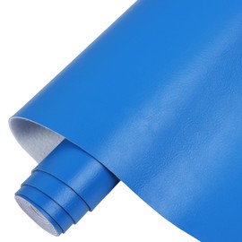 HGUAN Smooth Faux Leather Roll 12"X53"(30cm X 135cm) Solid Color Faux Leather Sheets Very Suitable for Making Crafts, Leather Earrings, Bows,Sewing (Blue)