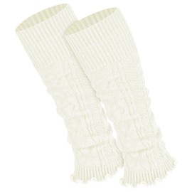 Piarini ® Women's Knit Leg Warmers plain fashionable colour Leg Warmers One Size - White - One size