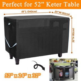 TOHONFOO Outdoor Table Cover for 52-inch Keter Unity XL Portable Outdoor Table with Storage Cabinet,Waterproof RV Resistance Grill Cart Serving Bar Table Patio Cabinet Cover, 55" x 24" x 32"