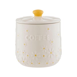 Price & Kensington Ceramic Tea, Coffee and Sugar Canisters Set, White with Daisy Pattern, Yellow Lids
