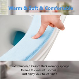 Medium-sized Soft Thicker Warmer Toilet Seat Cover Washable, Toilet Seat Cushion with Memory Foam, Fits Most Size Toilet Lids for Bathroom, Easy Installation & Cleaning (Blue)