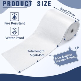 Preboun 6" x 50 Yards/ 15 cm x 45 Meter Fiberglass Cloth Drywall 6 oz Plain C Glass Heat Resistance Fiberglass Insulation Mesh Glass Fiber Cloth for Reinforcement and Repair Wall Seam Patch White