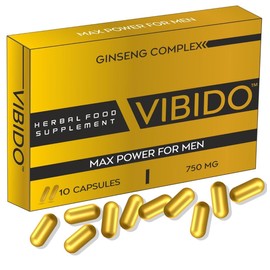 VIBIDO 750mg | Stronger | Longer | Harder | Performance | Extra Strength Enhancing | Stamina Endurance Booster Supplement Pills for Men | 10 Ginseng Capsules