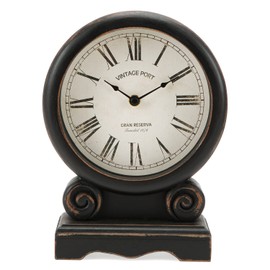 NIKKY HOME Mantel Clock, Retro Desk Clock Silent-Non-Ticking Battery Operated Wooden Mantel Clock for Living Room, Bedroom, Shelf Decoration, Fireplace, Farmhouse Decor