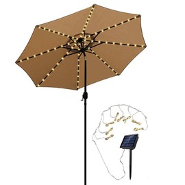 Fafeicy Solar Parasol Lighting with Remote Control, 104 LEDs 8 Modes String Lights, Umbrella Light for Outdoor and Indoor Decoration (Warm White)