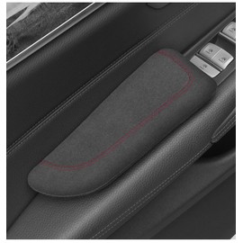 Atsorvicate Car Elbow pad Memory Foam Rest pad Door armrest pad Center Console Knee arm pad Itlian Turn Fur Universal armrestarm pad car Knee Cushion pad Thigh Support Comfort Pillow (red line Left)