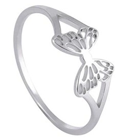 Jude Jewelers Stainless Steel Cute Dainty Butterfly Style Birthday Christmas Promise Statement Ring (Silver, 8)