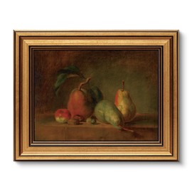 ARPEOTCY Vintage Golden Frame Wall Pictures Living Room Wall Decoration with Fruit Motifs, Canvas Pictures Wall Pictures for Living Room & Bedroom, Cool Bulb 25 L x 20 W cm