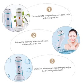 NOLITOY Facial Cleansing Brush 5 Times Cleansing ° Rotation Deep Pore Clean Face Cleaning Brush Waterproof Blue