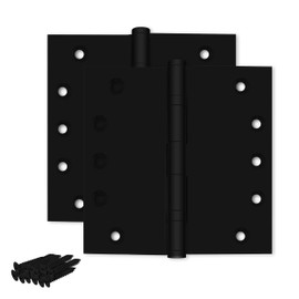 Finsbury Hardware Black Heavy Duty Door Hinge Matte Black Ball Bearing 5x5 Inch Heavy Duty - Set of 2 Solid Brass Matte Black Door Hinges (Flat Black)
