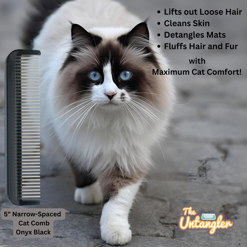 Cat Comb with Silky Smooth Rotating Teeth - Clears Mats