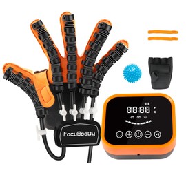 FocuBoody Rehabilitation Robot Gloves Equipment for Stroke Recovery, Hand Strength Exercise, and Adaptive Training Hemiplegic Finger with USB Chargeable Orange (Size Large) Right Hand