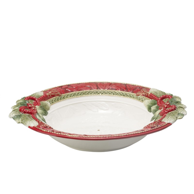 Fitz and Floyd Holiday Home Garland Serving Bowl, 16 Inch