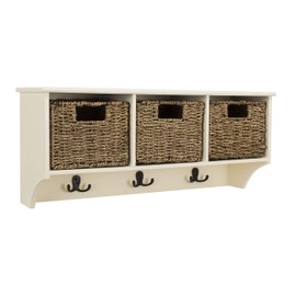 Safavieh Home Collection Finley White Hanging 3 Basket Wall Coat Rack,