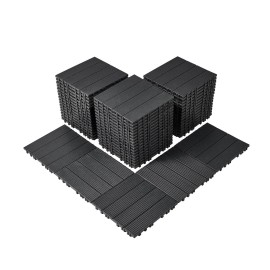 54 Pack Interlocking Deck Tiles 12"x12" 54 Sq. ft Waterproof Plastic Outdoor Flooring for All Weather Patio Floor Decking CoverQuantity: 54 PCS, Color: Dark Gray - PP Color