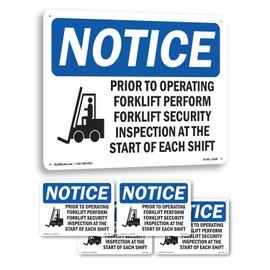 Prior To Operating Forklift Safety OSHA Notice Aluminum Sign 10 Inch x 7 Inch - 5 Pack