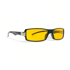 Unisex Yellow Amber Lense Gaming Computer Glasses, Black Rectangle Frame, UV Protection, Low Light, Eye Strain and Fatigue, Glare Reduction, Sleek Chic Y2K Retro Cyber