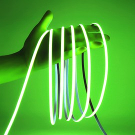 MALIIGAZA 24V COB LED Strip Green Color 5mm LED Light Bar Tape, High Bright Dotless Dimmable Flexible LED Ribbon, IP30 5m 16.4FT for Party House Indoor Decor (DC24V, Without Power Supply)