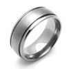 DoubleAccent 8MM Comfort Fit Titanium Wedding Band Beveled Edges Grooved