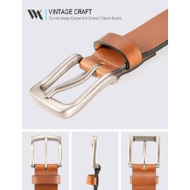 WOLFANT Men's 35mm Casual Jean Belt,100% Real Solid Buffalo Leather