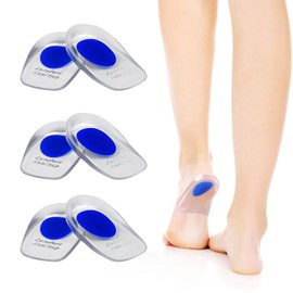 Heel Spur Insoles, 3 Pairs Soft Gel Heel Cushions, Heel Pads Heel Protection for Shoes, Insoles Heel Spurs Women and Men, Gel Cushion Orthopaedic for the Heel and Achilles Tendon (S)