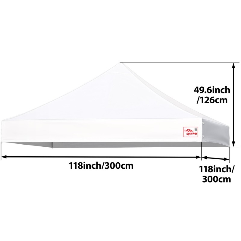 Tradesparker 10x10 Commercial Pop Up Canopy Replacement Top-Windproof D-Rings+Banner Grommets+Loop