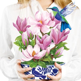 Airpark Paper Pop Up Cards, Magnolia Flowers & Bird, 12inch Paper Flowers 3D Popup Cards with Blank Note Card and Envelope for Birthday Cards, Wedding, Anniversary, Thank You Gifts for Women Friends