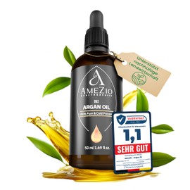 Organic Cold-Pressed Argan Oil, For Hair, Face, Body, Skin, Argan Oil Baby, 100% Pure and Sustainable, Natural for Cosmetics, Skin Care, Vegan and Cruelty Free, 50 ml
