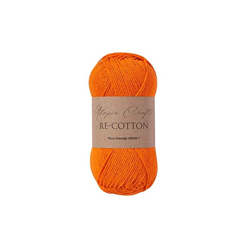 Utopia Crafts Re-Cotton Knitting Yarn, 100g (Pumpkin Orange)