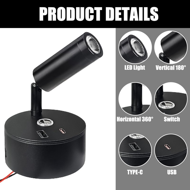 12 V LED Reading Lamp Motorhome, Rotating Bed Lamp Wall