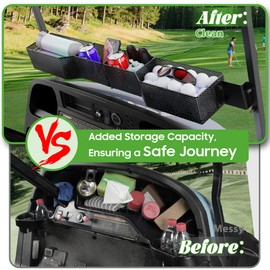 10L0L Golf Cart Front Inner Basket, Foldable Dash Storage Tray Organizer for EZGO TXT & RXV, Enhance Your Golf Cart Storage, Black