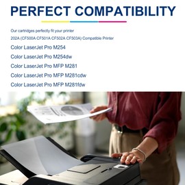 202A Toner Cartridges - 4 Pack Replacement for HP Color Laser Pro M254dw MFP M281cdw, M281fdw M281fdn M281 M254 Series (Black,Cyan,Magenta,Yellow)