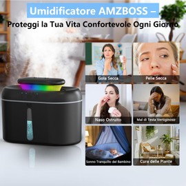 AMZBOSS 2L umidificatore ambiente,umidificatore ambiente bambini<28db