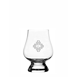 Q Decorated Monogram Etched 2.5oz Wee Whisky Glass Compatible With Glencairn Accessories