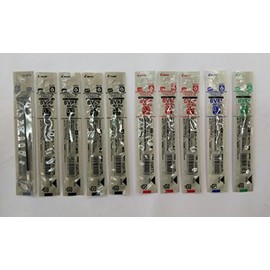 Pilot Oil Based Ballpoint Pen Refills, Fine Point, 0.028 inches (0.7 mm), 5 Black / 3 Red / 1 Blue / 1 Green BVRF-8F-B/R/L/G Set of 10
