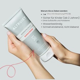 Altruist Dermatologist Sun Protection SPF 30, 5-Star UVA & PPD 39 Protection, UVB Protection, Fragrance-Free, Vegan, Waterproof, Non-Greasy Sunscreen for Sensitive Skin, 200ml