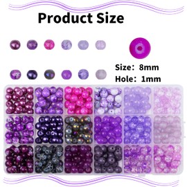 AWARDSEN Glass Beads 8mm, 360PCS Glass Beads Bulk for Bracelet Making Jewellery Making Kit Kandi Purple Series for Crafting Bracelets, Necklaces, DIY Projects, Easter Craft for Mothers Day Gifts