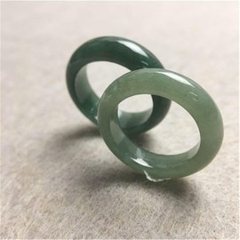 CAOMIAN Natural Gray Green Burma Jadeite Narrow Band Ring Grade A Jade Finger Circlet Lady Jewelry Gift Pendant (Ring Size : 7)