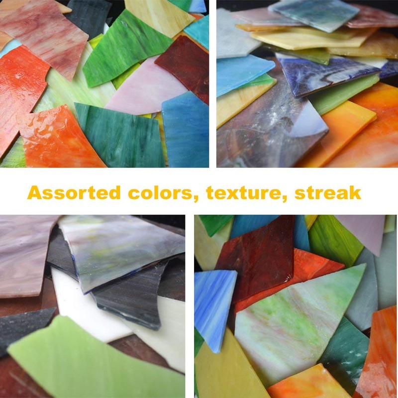 Lanyani Glass Mosaics Pieces Stained Glass, Assorted Colors and Shapes,