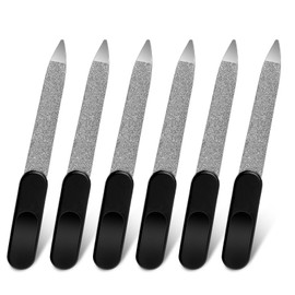 Pack of 6 Mini Sword Nail File Metal Nail File for Natural Nails Professional Double-Sided Nail File Stainless Steel Fingernail Files with Handle Black Manicure File Nail Tools for Fingernails Toenail