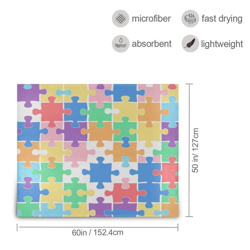 Blueangle Jigsaw Puzzle Throw Blanket Super Soft & Warm, 50x60