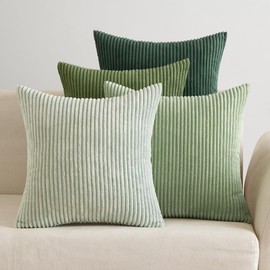 EMEMA Corduroy Decorative Cushion Cover Set of 4 Decorative Cushions Sofa Cushion 45 x 45 cm Corduroy Cushion Cover Decorative Soft Decorative Cushion Covers for Sofa Armchair Home Bedroom Sage Green