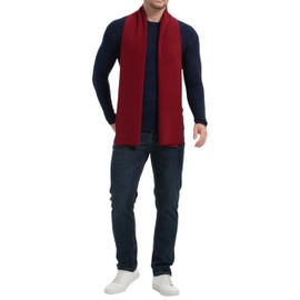 surrylake Mens Winter Scarf Soft Warm Long Cashmere Scarf Long Stylish Solid Color Scarves for Men (burgundy)