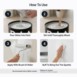 Mother of Pearl Iridescent Glitter Paint Additive for Walls Microfine 100g / 3.5oz | Glitter Additive Sparkle for Interior & Exterior Wall Paint, Furniture, Varnish | Hemway