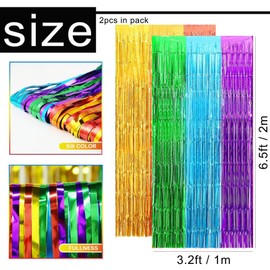 Mienocol Rainbow Foil Fringe Curtains, 1x2m, Rainbow Party Decorations, Tinsel Foil Curtains, Metallic Streamers Backdrop, Tassel Curtains for Birthday, Baby Shower,