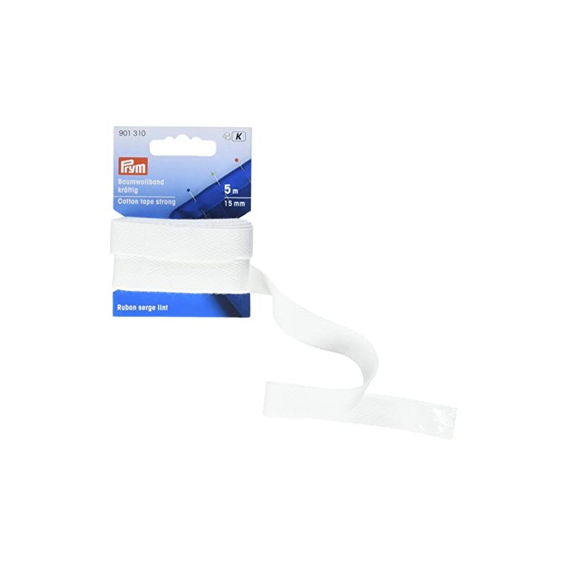Prym Cotton Ribbon Strong 15 mm White, 100% CO