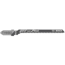 Bosch Professional T 119 BO Basic Jigsaw Blades. for Soft Wood, Curved Cuts, Jigsaw Accessories, Pack of 100