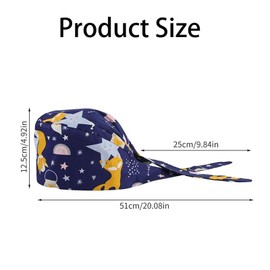 DONHUA Cute Printed Working Caps Bouffant Hats with Button and Adjustable Sweatband Scrub Caps for Women Men