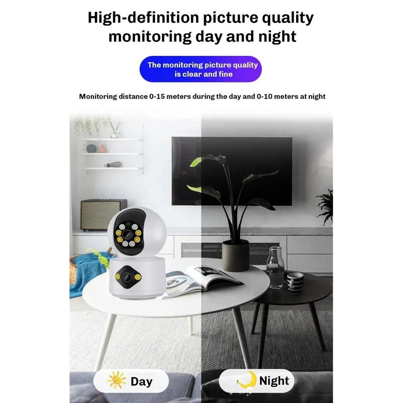 Home Security Camera Dual 2MP Lens Wireless WiFi Two Way